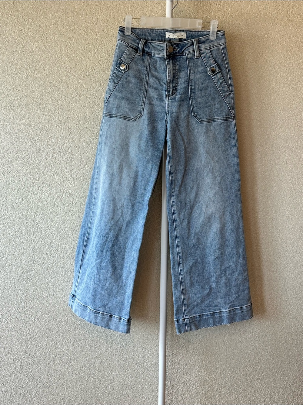 Risen jeans high rise wide leg patch pocket 70s sailor vintage inspired crop 26